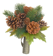 Bridesmaids Artificial Spruce, Pine Cone & Maple Leaf Wedding Bouquet