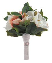Brides Pink & Ivory Silk Magnolia Wedding Bouquet