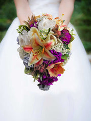 Pink Lily, Purple Hydrangea, Thistle & White Rose Bridal Wedding Shower