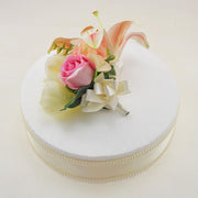 Pink Tiger Lily, Rose & Ivory Silk Peony Wedding Cake Spray