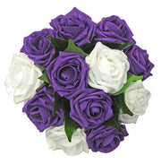 Bridesmaids Purple, White Rose & Ficus Leaf Wedding Posy