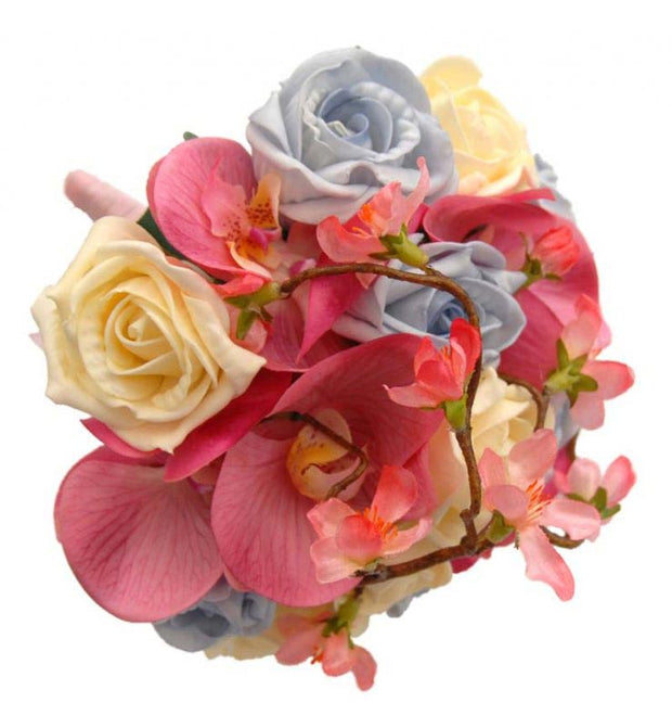 Silk Cherry Blossom, Pink Orchid & Rose Bridesmaids Wedding Bouquet