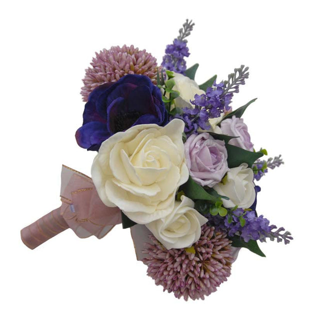 Brides Silk Lilac Allium, Lavender & Rose Wedding Bouquet