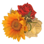 Silk Sunflower, Red & Ivory Rose Flower Girl Wedding Wand