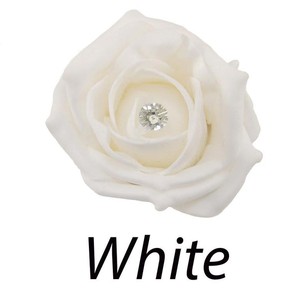 Single Diamante Foam Rose Wedding Flower Sample