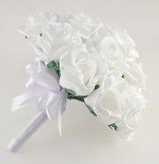Bridesmaids White Foam Rose Wedding Posy Bouquet