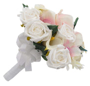 Pink Orchid, White Rose & Ivory Gerbera Bridesmaids Bouquet