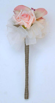 Light Pink Rose & Silk Orchid Flower Girl Wedding Wand