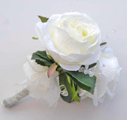 Ivory Silk Adore Rose & Crystal Flower Girl Wedding Posy