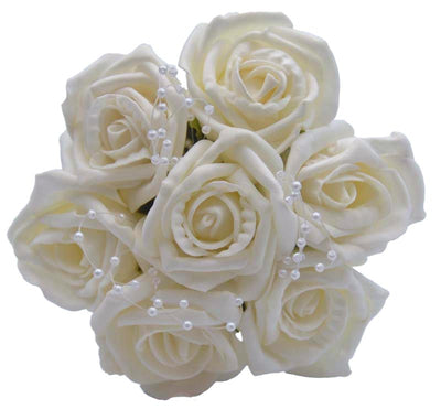 Ivory Foam Rose & Pearl Loops Flower Girl Wedding Posy