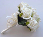 Ivory Foam Rose & Artificial Gypsophila Flower Girl Wedding Posy