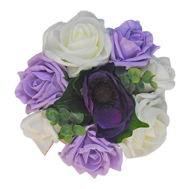 Young Bridesmaids Purple Anemone, Lilac & Ivory Rose Wedding Posy
