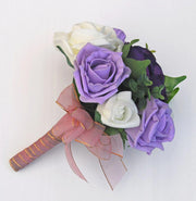 Young Bridesmaids Purple Anemone, Lilac & Ivory Rose Wedding Posy