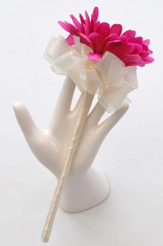 Cerise Pink Silk Gerbera Flower Girl Wedding Wand