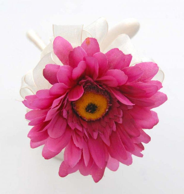 Cerise Pink Silk Gerbera Flower Girl Wedding Wand